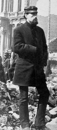 Men stand amid the rubble at LaSalle Street and Washington Street.jpg